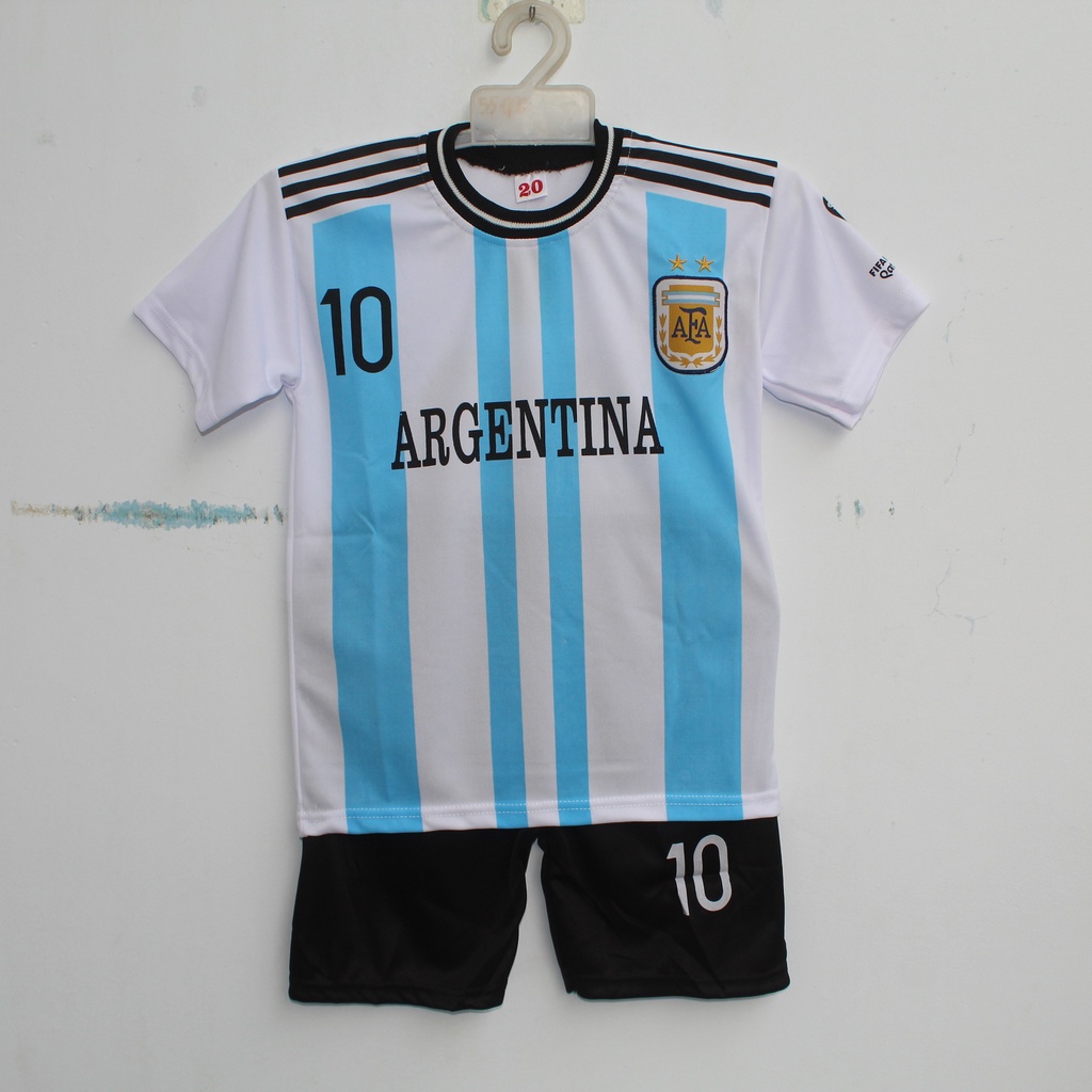 cod setelan bola anak argentina bisa sablon nama usia 5-12thn