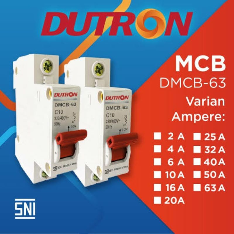 MCB LISTRIK DUTRON 1 PHASE 2A, 4A, 6A DMCB 63 CIRCUIT BREKER SNI