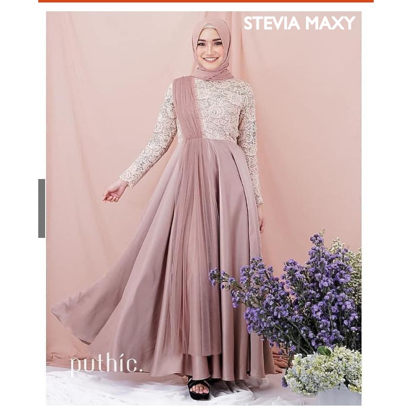 STEVIA DRESS Bahan Velvet Pakaina Wanita Gamis Panjang Terusan Gamis Wanita Dress Mulim Terbaru