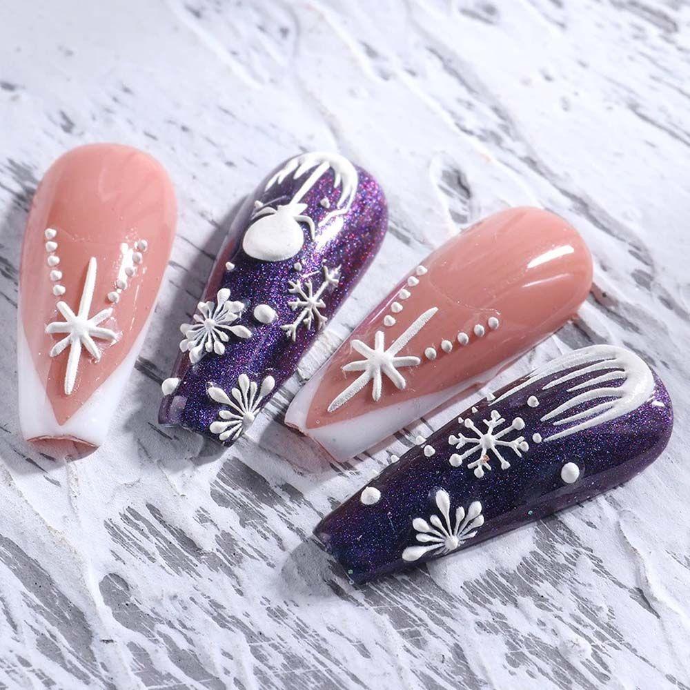 Mxbeauty Natal Stiker Kuku Wanita Fashion Bunga Tahun Baru Kepala Rusa Musim Dingin Pesona Nail Art Dekorasi