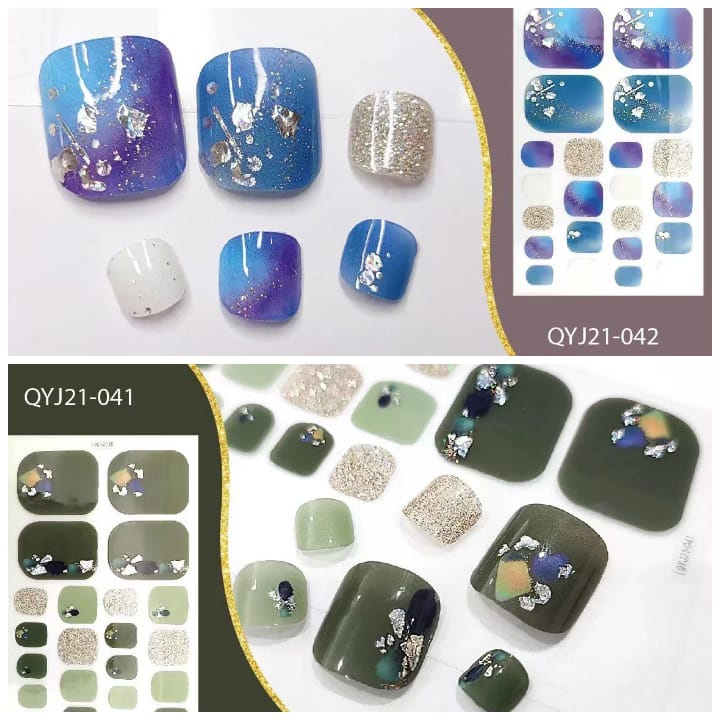 1 SET SEPASANG STIKER KUKU KAKI NAIL STICKER FEET TOE NAILS STIKER 3D TIMBUL PREMIUM DESAIN STIKER KUKU