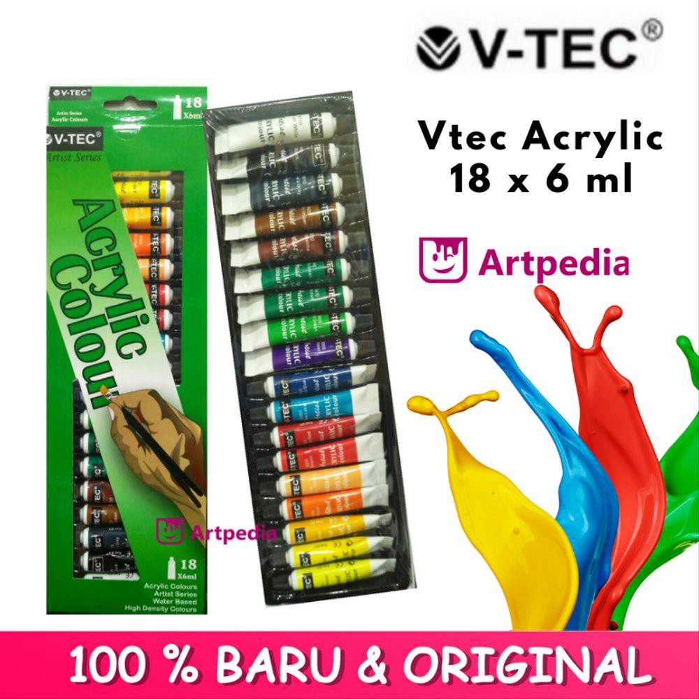 

Unik V-TEC ACRYLIC COLOURS 6 ML SET 18 - V-TEC CAT AKRILIK 18 WARNA Berkualitas