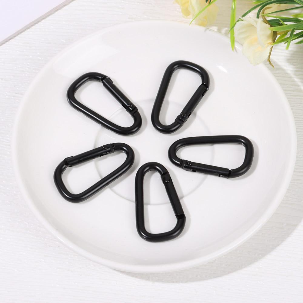 Nanas1 /5 /10pcs Warna Hitam Tombol Panjat Hitam Peralatan Olahraga Luar Ruangan Safety Alloy Carabiner