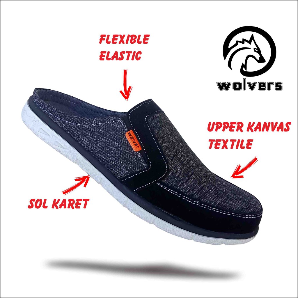 WOLVERS Sepatu Kasual Pria Slip on Slop Murah Terbaru Original Anti Selip