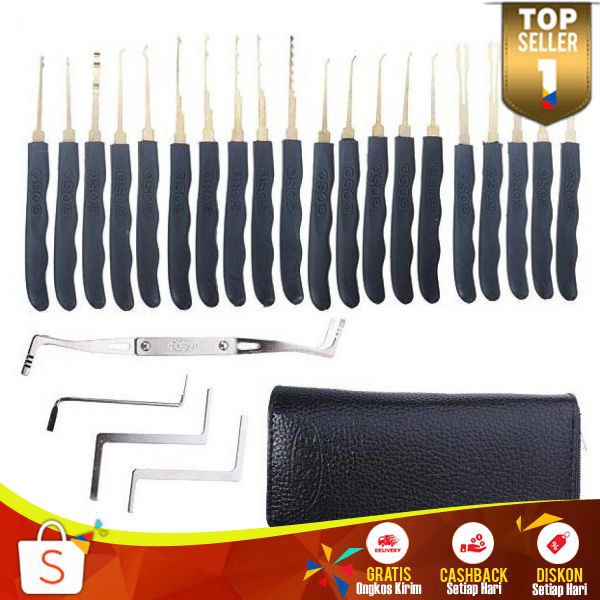 Goso Set Alat Pembuka Gembok Pintu Hogo Lock pick 24set+Tas Kunci Pembuka Gembok Pintu Praktis