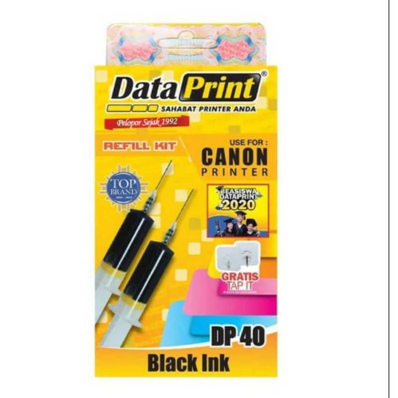 REFIILL DATAPRINT DP 40 HITAM, TINTA SUNTIK PRINTER CANON,  DATA PRINT REFILL DP40 HITAM,