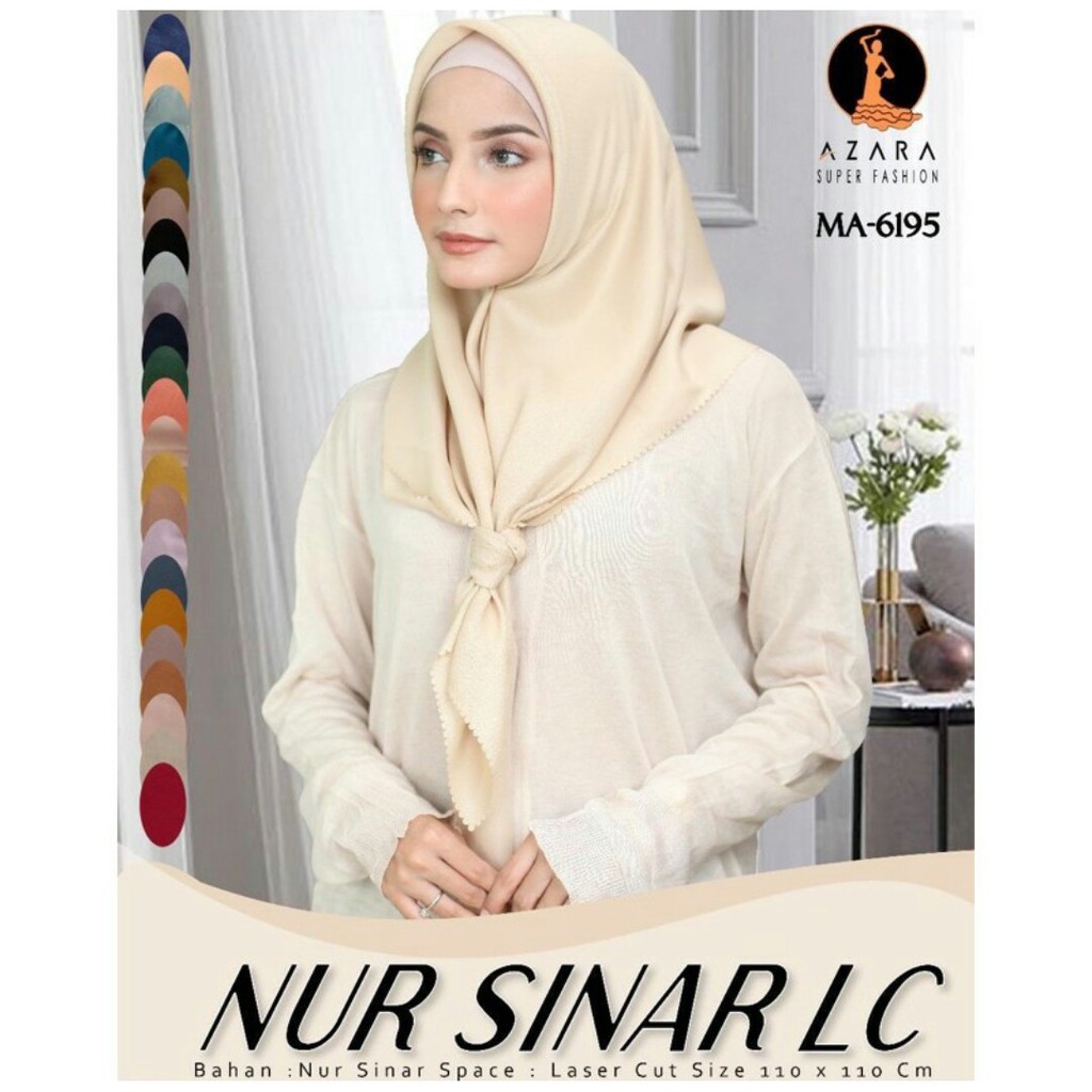 HIJAB/JILBAB SEGIEMPAT LASERCUT LUXURY NUR/NORA SINAR GLITTER LC BY AZARA