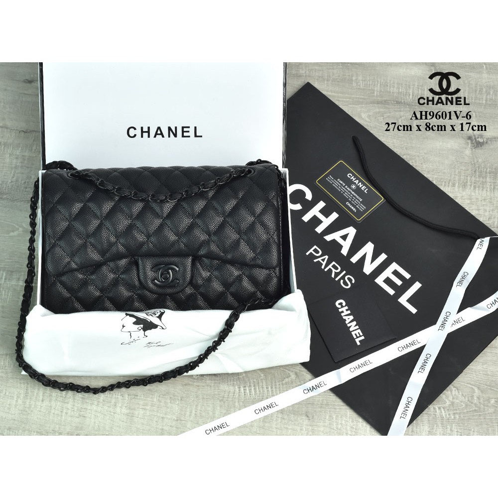 SUPPLIER TAS BRANDED Tas Chanel Classic So Black Medium Caviar HITAM Semi Premium AH9601V-6