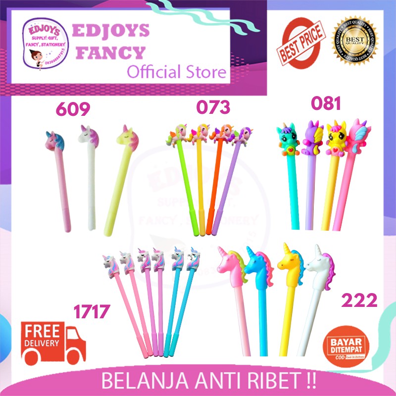 

Pen gel Pulpen gel Pena gel unik antik cute unicorn kuda pony isi 12pcs