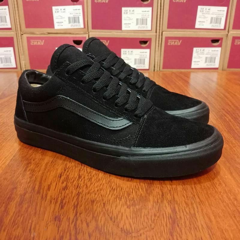 PROMO SEPATU VANS OLDSKOOL 36_43 PREMIUM SNEAKERS OLDSCHOOL PRIA WANITA SEPATU FUUL BLACK HITAM POLOS