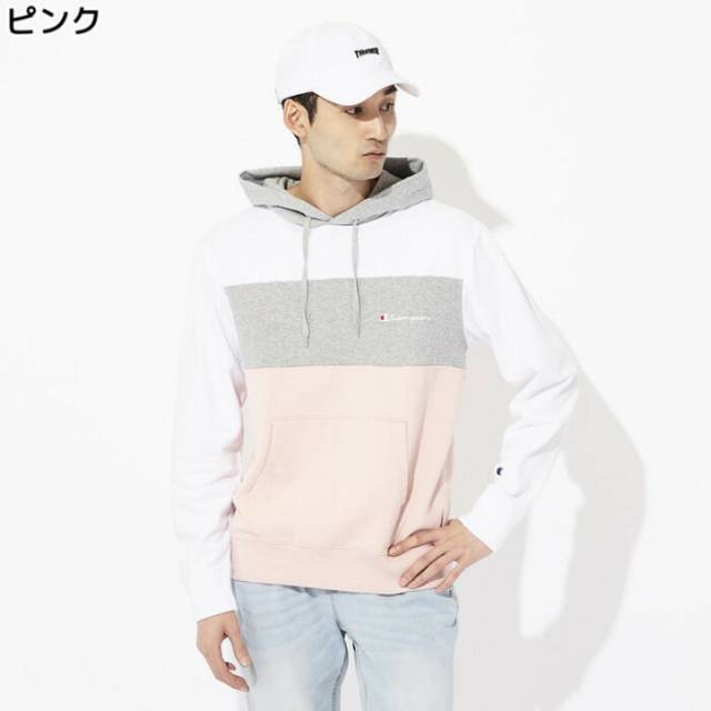 Champion 3 tone hoodie (white/grey/pink) ORIGINAL 100%