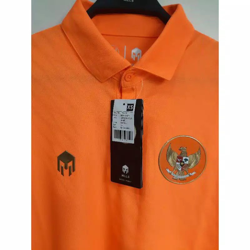 JERSEY TIMNAS GARUDA INDONESIA 2020 MILLS 17001GR POLO SHIRT TIMNAS INDONESIA ORIGINAL ORANGE