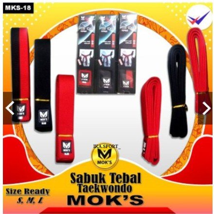 (ZYD) Sabuk Taekwondo MOK's Hitam Merah