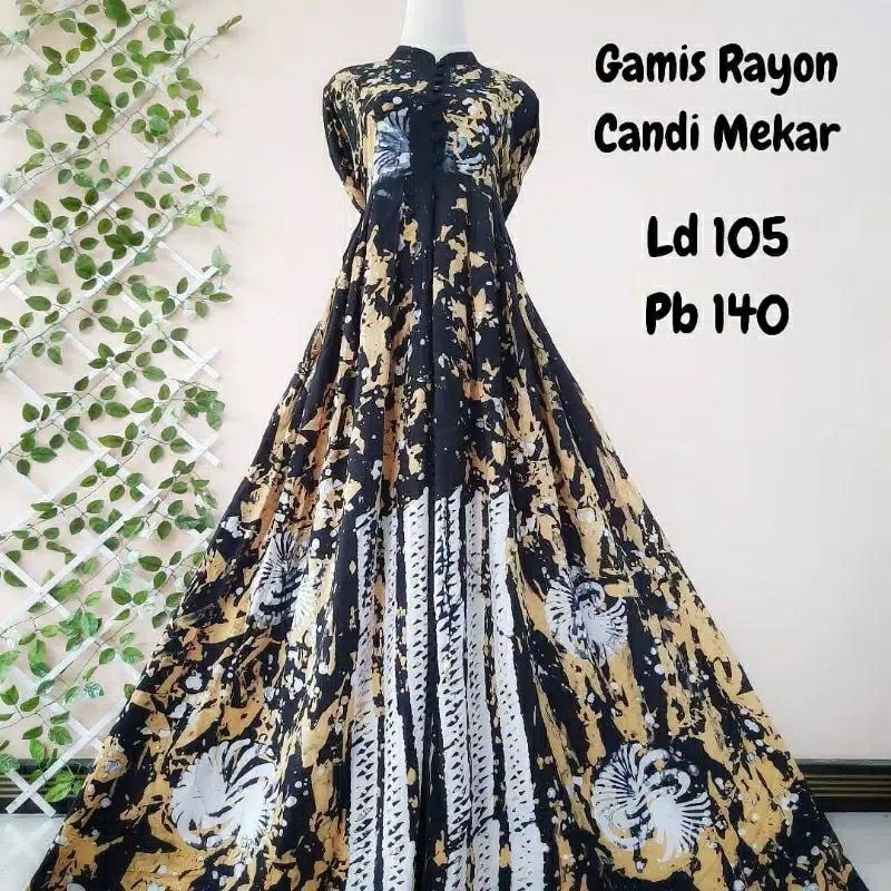 Gamis Twill Rayon Candimekar Premium Size Jumbo Xxxl (ld 130) / Homedress Busui Batik Malaman