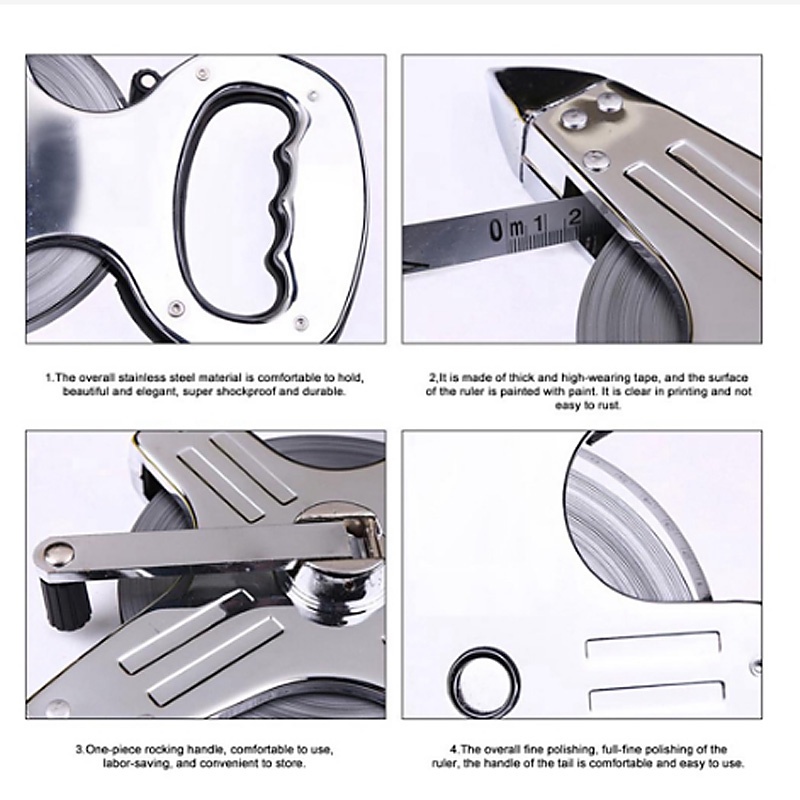 100 meter Stainless Steel Meteran Tancap Tanah 50m Meteran Roll Plat Besi Meteran Gulung