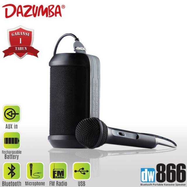 DAZUMBA DW866 PORTABEL KARAOKE SPEAKER BLUETOOTH - HITAM [FS] 100% ORIGINAL