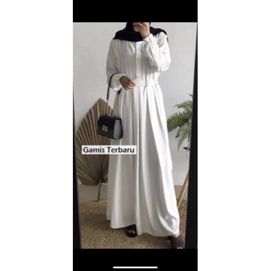 Baju Gamis Wanita Muslim Terbaru Sandira Dress cantik Murah kekinian GMS01-PUTIH