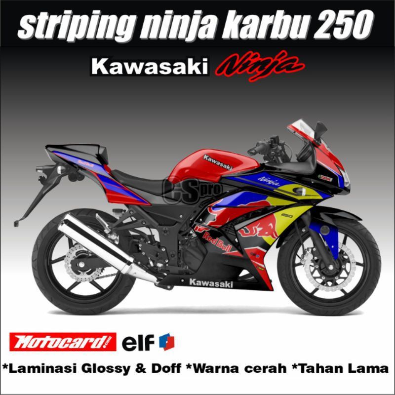 decal striping ninja karbu 250/variasi stiker ninja karbu 250/variasi redbull