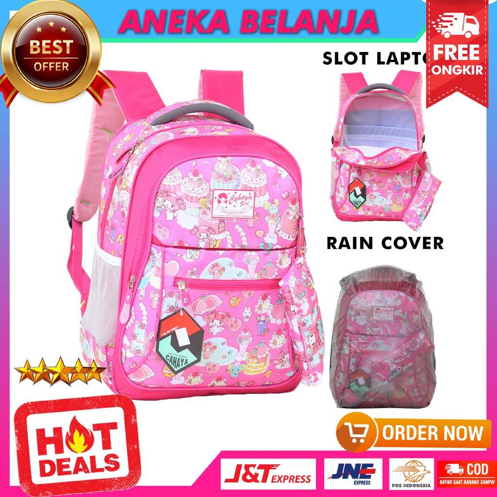 Ready Tas Ransel Anak Cewek Cahaya My Melody Pink Lucu Imut Tas Ransel Anak Perempuan Anak TK SD SMP Bagus Keren Free Raincover Multifungsi Backpack Anak Cewe Hangout TPQ TPA Temurah Terlaris Berkualitas