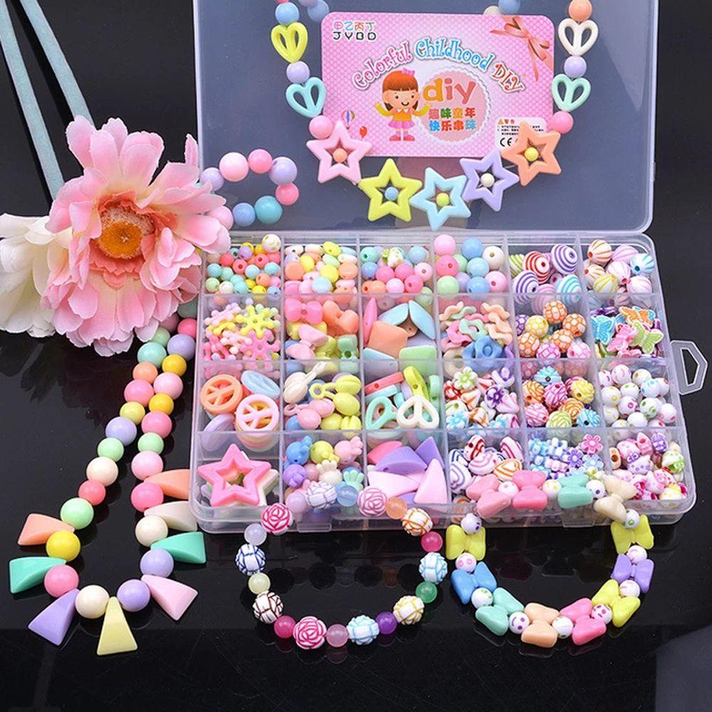 NICKOLAS1 Diy Handmade Manik-Manik Gadis Hadiah 700 Pcs Kalung Mainan Anak Pesona Manik-Manik Gadis Tenun Kerajinan Membuat