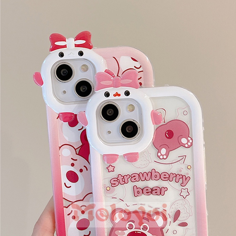 Soft Case TPU Motif Kartun Beruang Lotso 3D Untuk IPhone 7Plus XR 11 13 12 14 Pro MAX 6 6S 7 8 14 Plus X XS MAX SE 2020