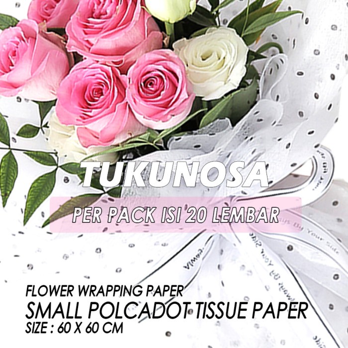

PERPACK [20LEMBAR] FLOWER WRAPPING PAPER SMALL POLCADOT TISSUE PAPER KERTAS BUKET BUNGA