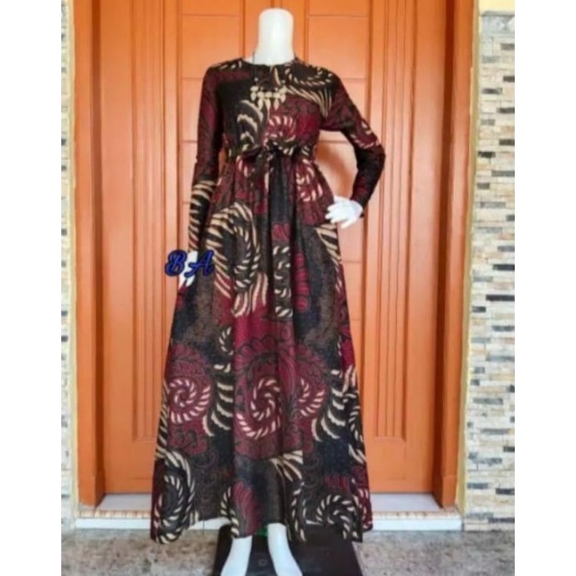 MS GAMIS BATIK FASHION SRIWEDARI MAXI BUMIL/BUSUI BUSANA MUSLIM TERMURAH SHOPEE-Puser Abang