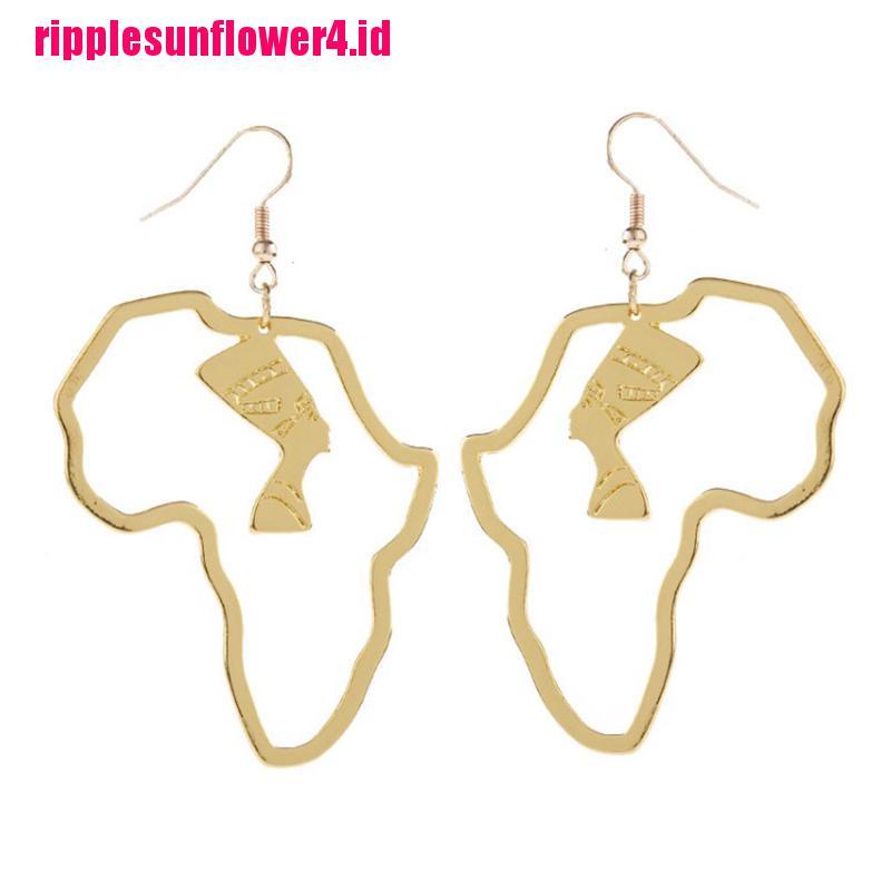 Anting Desain Ratu Mesir Nefertitititititititi Afrika Warna Emas