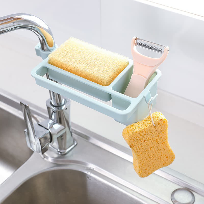 1Pc Multifunction Kitchen Sink Strainer Storage Basket / Sink Triangular Drain Basket / Faucet Storage Drain Rack For Organize Sponge, Soap, Rag, Wash Cloth