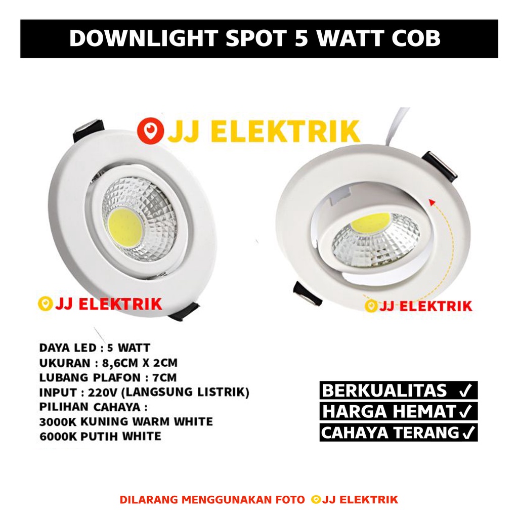 Jual Downlight Lampu Sorot Spotlight Spot Led Cob Watt W Garansi Shopee Indonesia