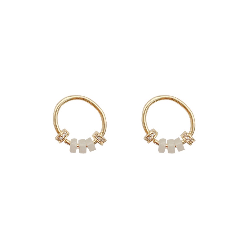 Anting Tusuk Bentuk Lingkaran Aksen Berlian Bahan S925 silver