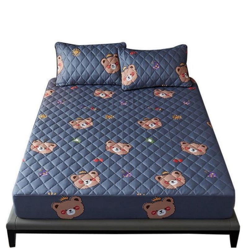 Sprei Waterproof / Sprei Protector bermotif / Sprei anti air ukuran 180x200CM dan 160x200CM-180 mm abu bear