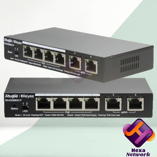 RUIJIE RG-ES206GC-P 6 Port Gigabit Cloud Managed PoE+ Switch