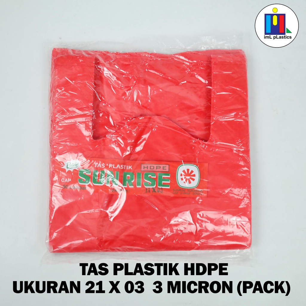 KRESEK / TAS PLASTIK HDPE MERAH 21 x 03 - isi 50 lembar