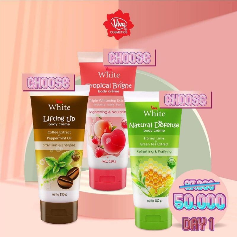 Body Creme Cream Viva Mulberry, Lime, Kopi, Coklat