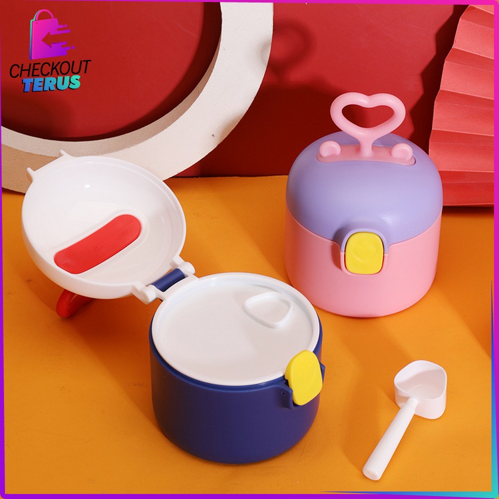 CT C635 Kotak Penyimpanan Susu Bubuk Bayi Portabel Motif Love Toples Susu Bubuk Travel Portable Anti Tumpah