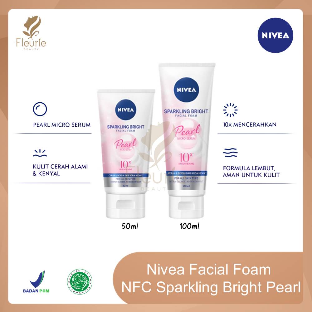 Nivea Facial Foam NFC Sparkling Bright Pearl 50ml 100ml - Nivea Facial Foam Original BPOM