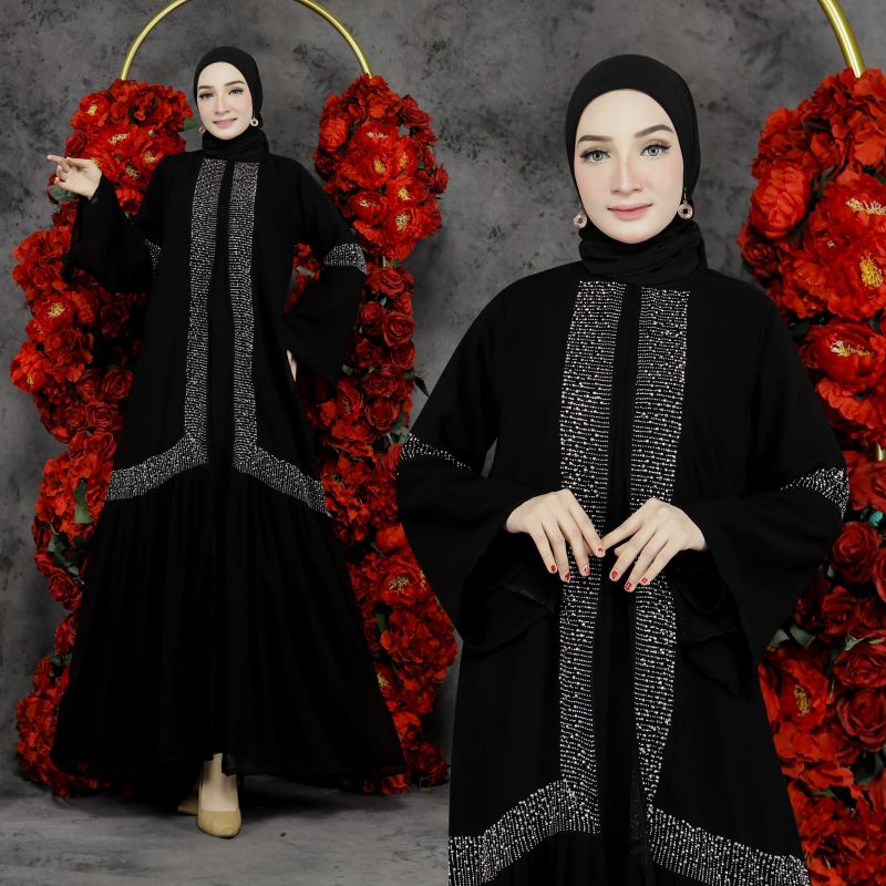 ALMA ABAYA HITAM DRESS MUSLIM DUBAI NANDYA