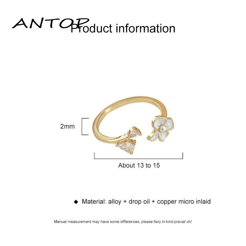 Sayishop Cincin Model Terbuka Desain Bunga Hias Mutiara  zircon adjustable Untuk Wanita