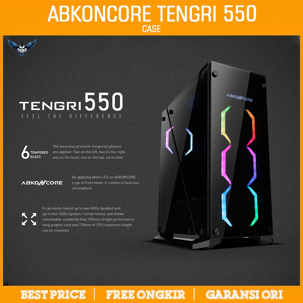 ABKO TENGRI 550 ATX - 6x Temper - Front Logo LED - Case Abkoncore