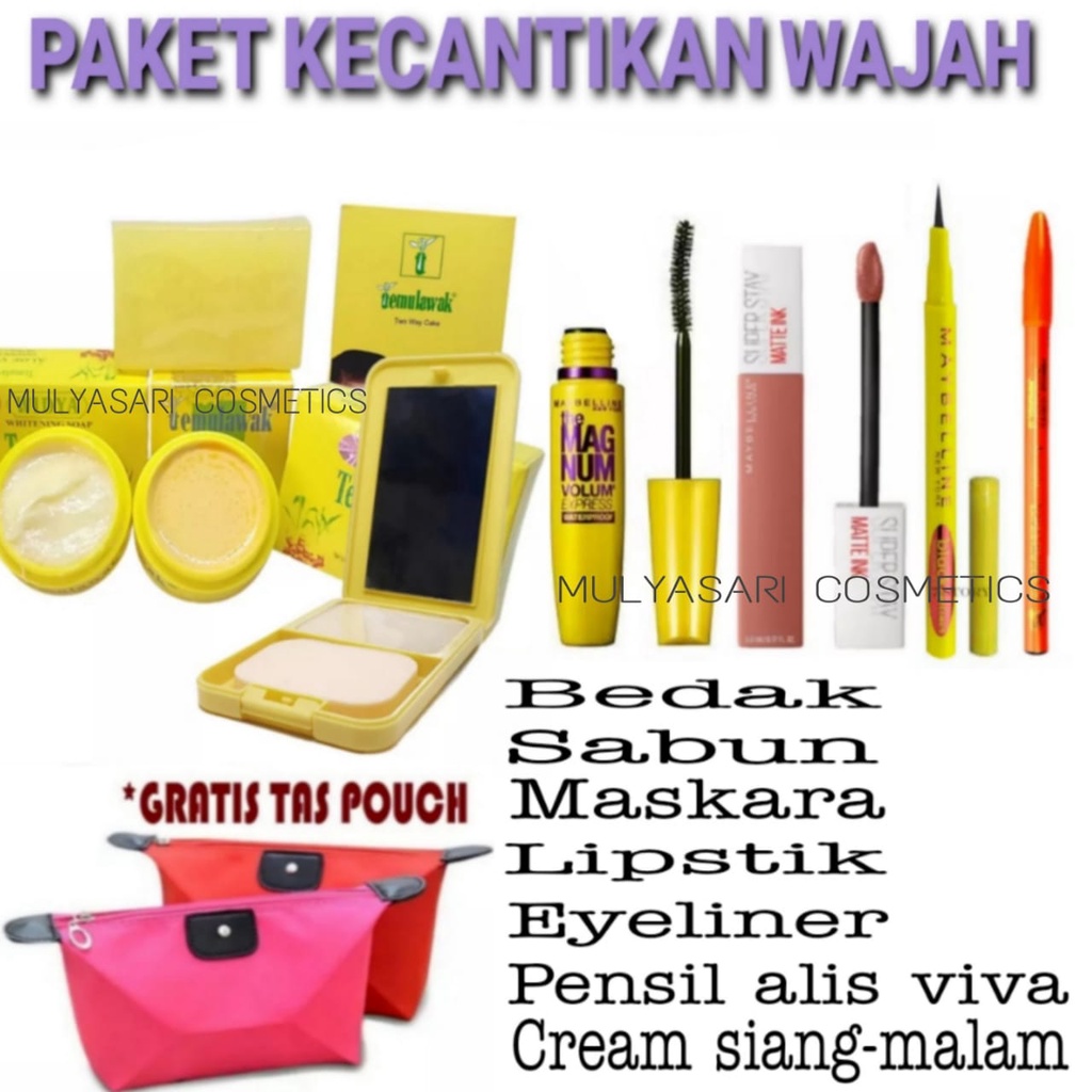 Paket Kecantikan Wajah 1 Paket Murah / Paket Kosmetik Wanita Lengkap 1 Paket / Bedak Temulawak + Sabun