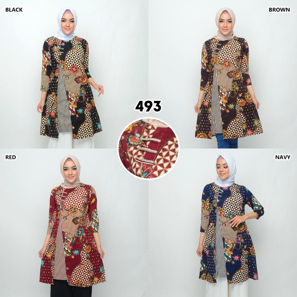  Baju  Batik  Wanita Dress Batik  Wanita 493 Size XL 