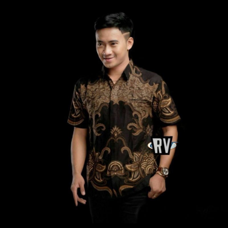 BAJU BATIK PRIA ABADI BATIK KEMEJA BATIK PRIA LENGAN PENDEK / Batik Pria Lengan Pendek Premium BATIK AZMIL HRB026 motif KERATONAN Kode 002 size M L XL XXL