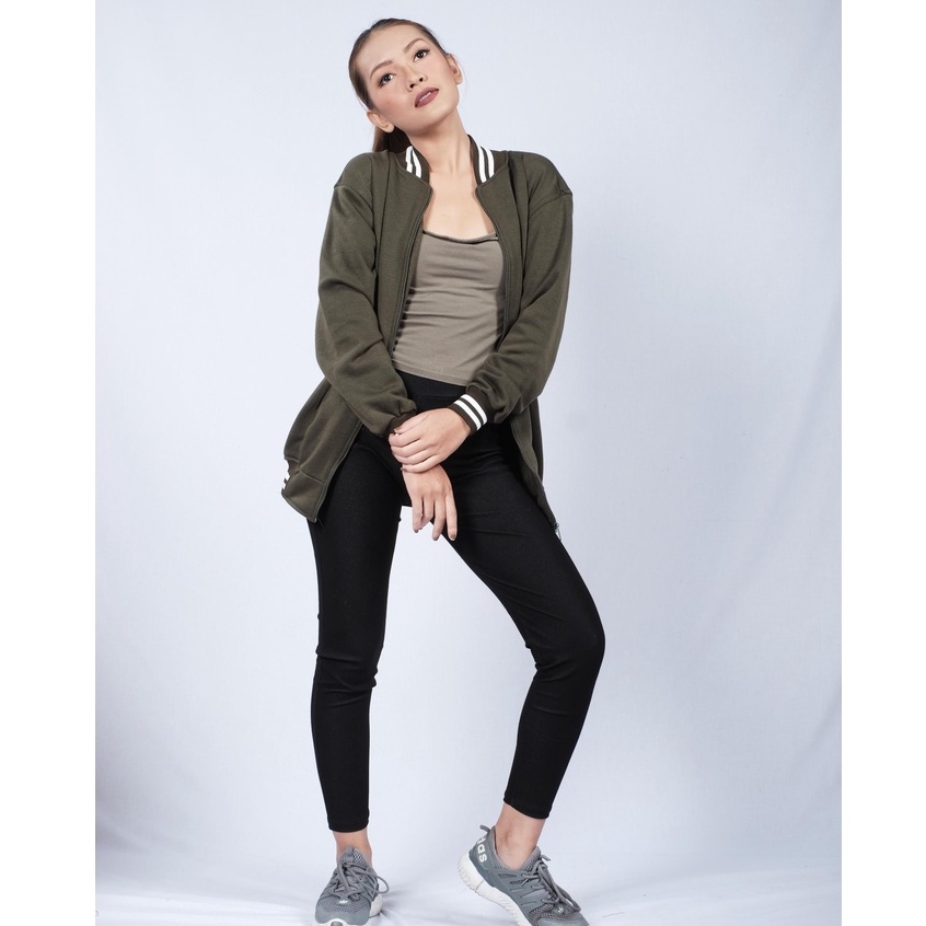 Jaket baseball polos bahan fleece pria wanita