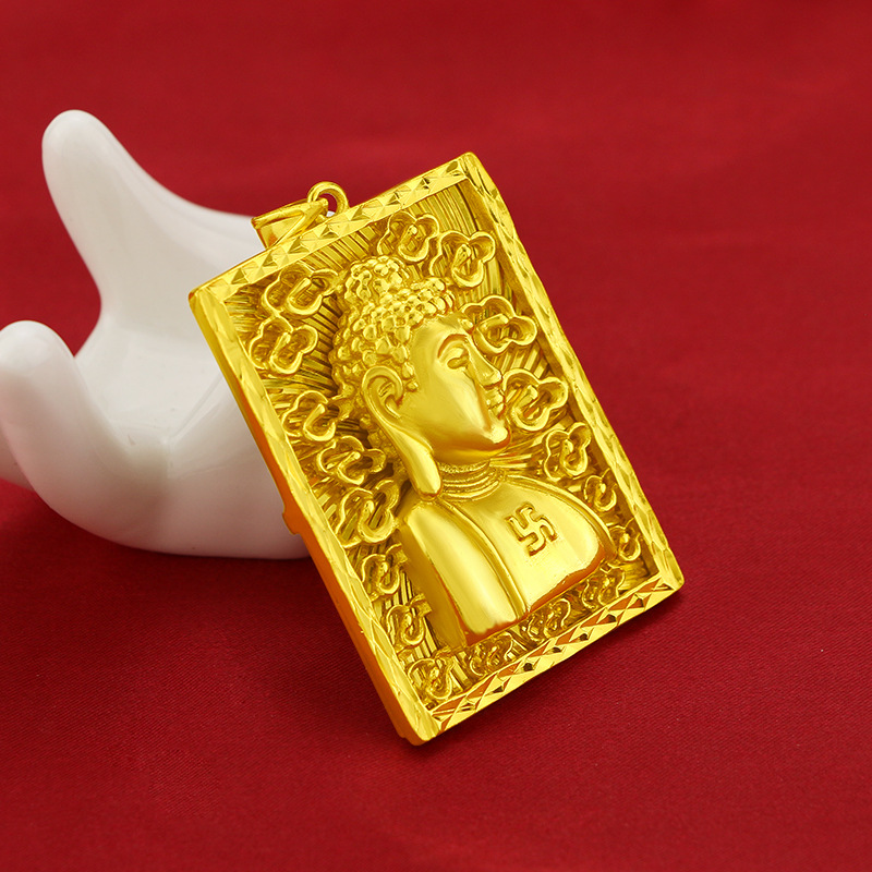 Kalung Emas Asli Kadar 375 Dengan Liontin Tag Buddha Untuk Pria