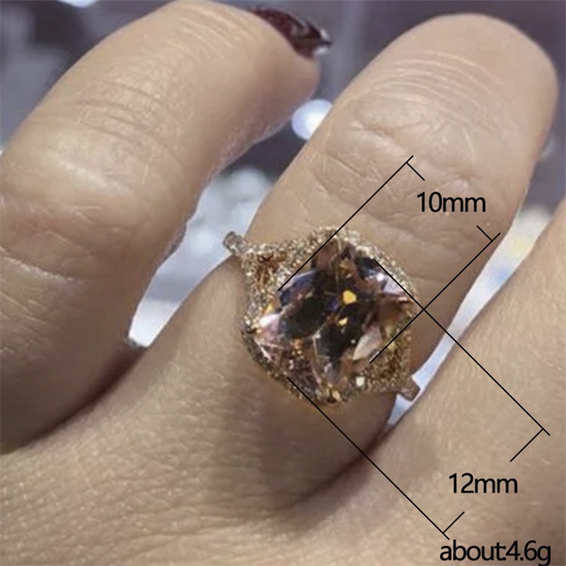 Fancyqube Cincin Tunangan Warna Rose Gold Untuk Wanita