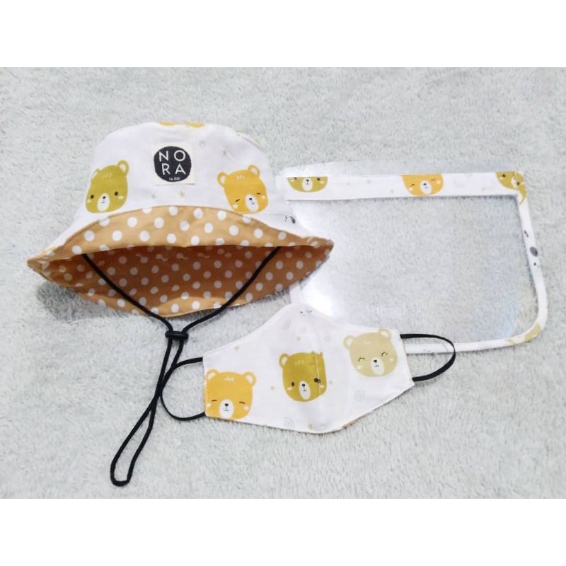 NORA REVERSIBLE BUCKET HAT FACE SHIELD ANAK & BAYI-Bear