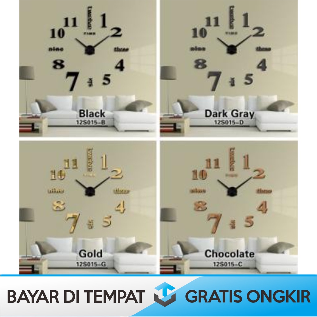 JAM DINDING JUMBO AESTHETIC KAYU DIY TAFFWARE ANALOG GIANT WALL CLOCK