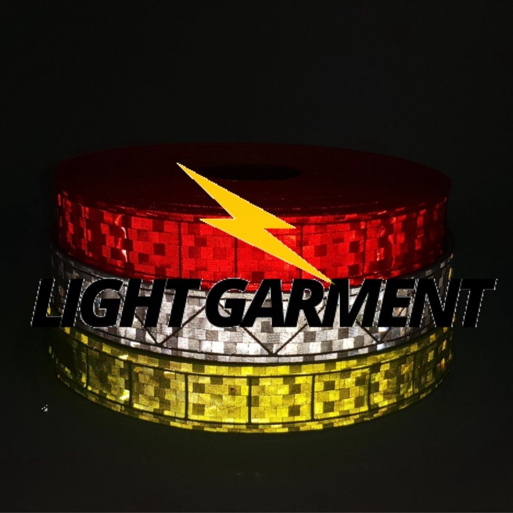 Pita PVC Scotchlite Skotlet Scotlight Reflektif Motif Hologram 2,5 cm isi 50 meter grade A / Pemantul Cahaya Reflektor Baju Lapangan Safety