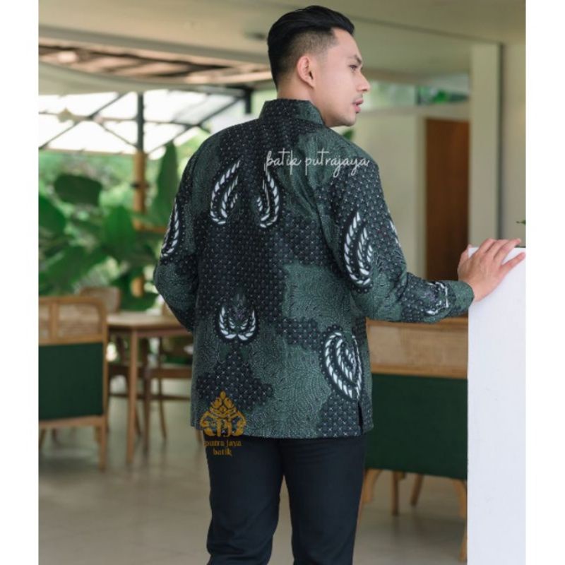 Baju Batik Pria Lengan Panjang KANDAS Premium Slim Fit Furing Adem Modern Casual Kemeja Formal Acara Wisuda kondangan Batik Kekinian Outfit Tunangan Lamaran Nikahan Seragaman Hijau Cowok S M L XL XXL Terbaru Terlaris Katun Halus Adem Tebal Original Asli